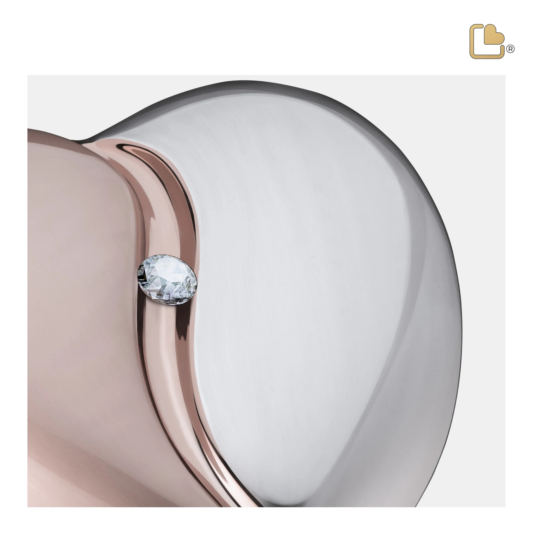 HeartFelt™ hart urn geborsteld roségoud met Swarovski 7