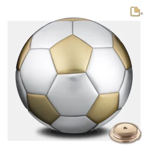 Football™ voetbal urn geborsteld goud & geborsteld zilver - Afbeelding 3