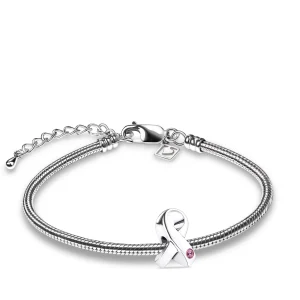 Awareness™ asbedel/assieraad zilver met roze zirkonia