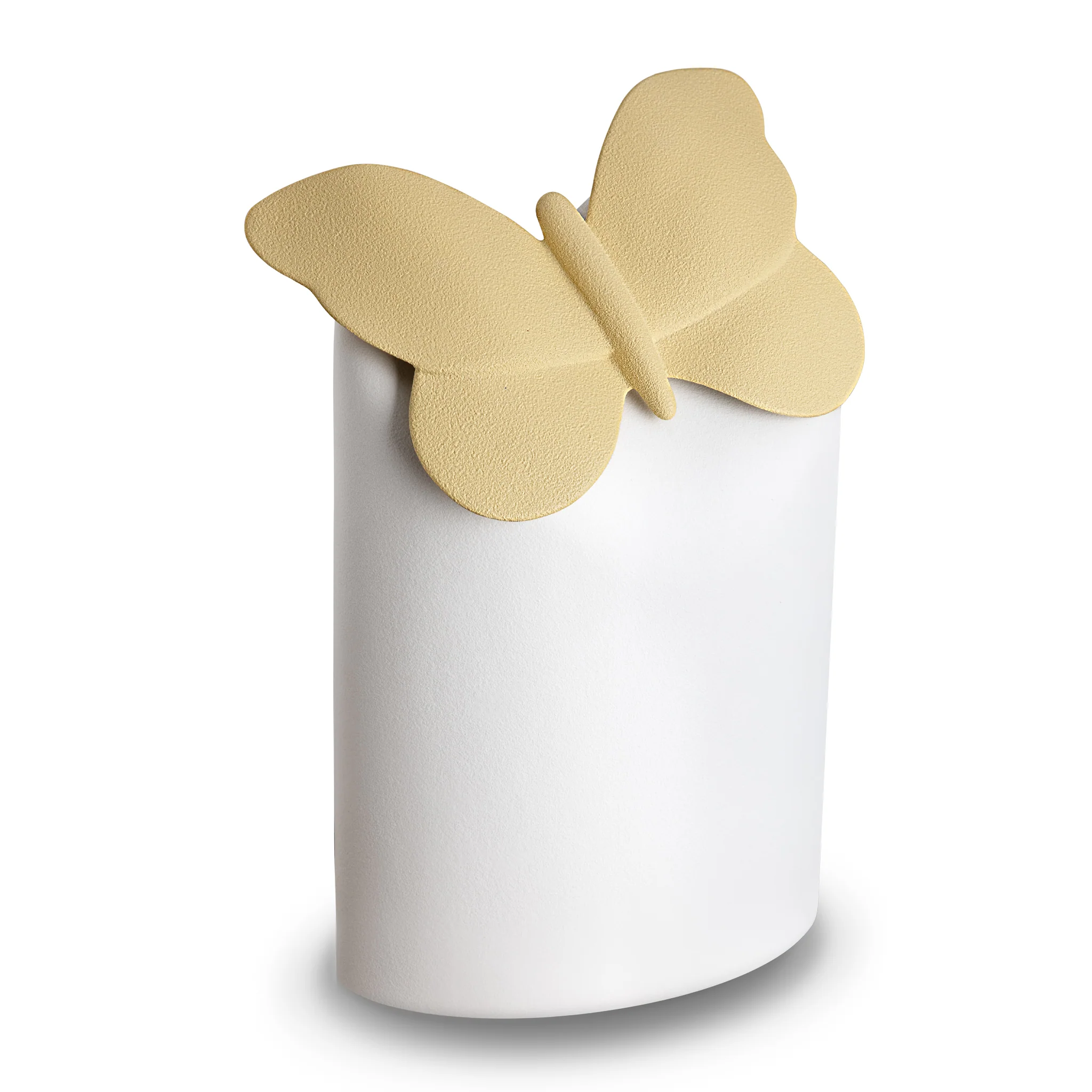 Paradise Butterfly porseleinen vlinder urn wit & geel
