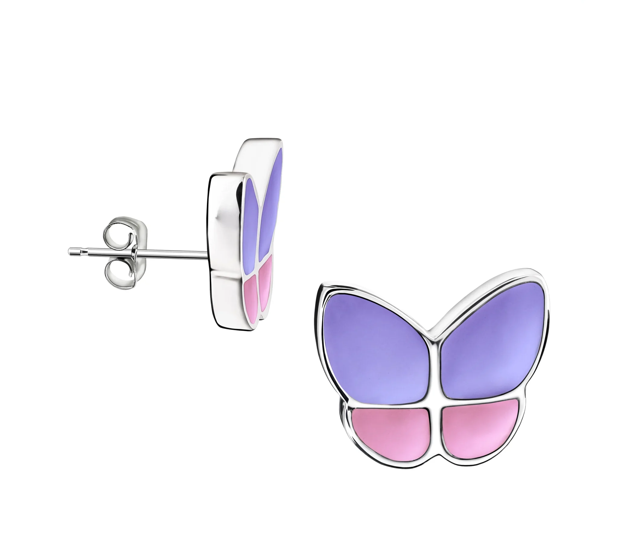 Wings of Hope™ vlinder oorbellen zilver met lavendel