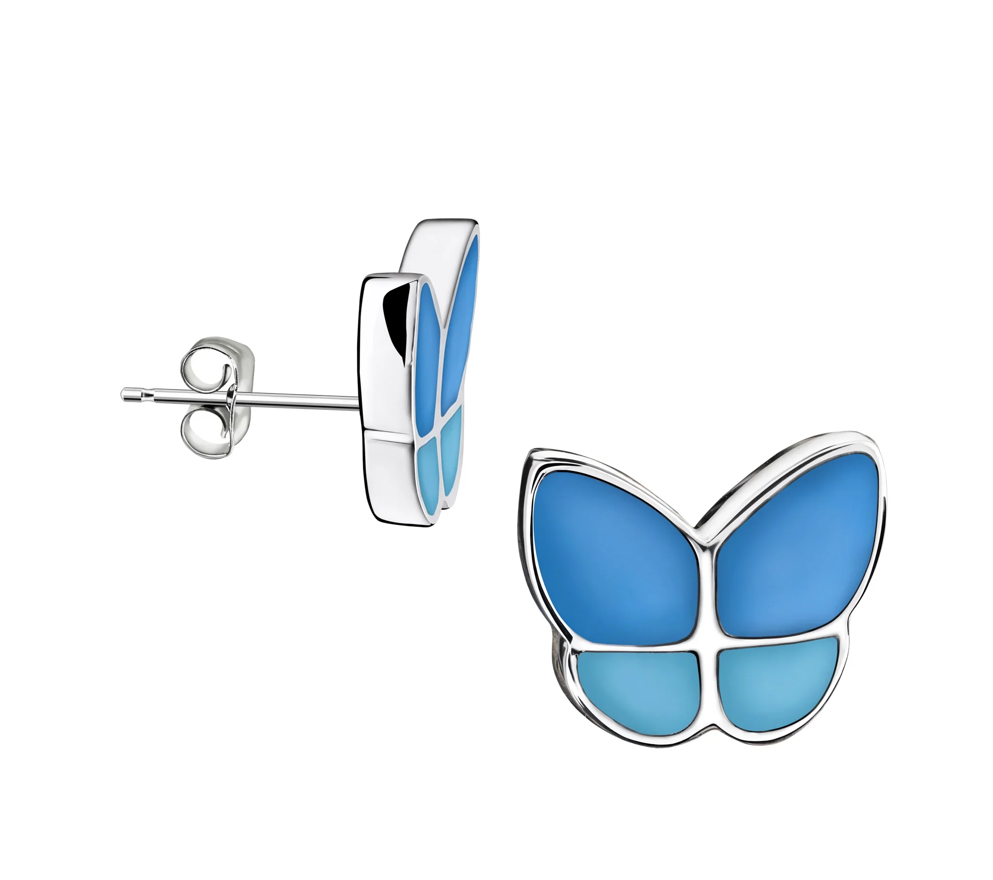 Wings of Hope™ vlinder oorbellen zilver met blauw