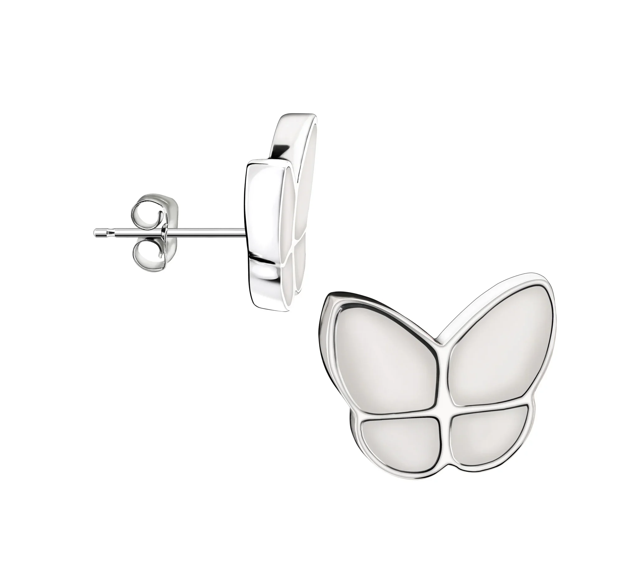 Wings of Hope™ vlinder oorbellen zilver met wit parelmoer