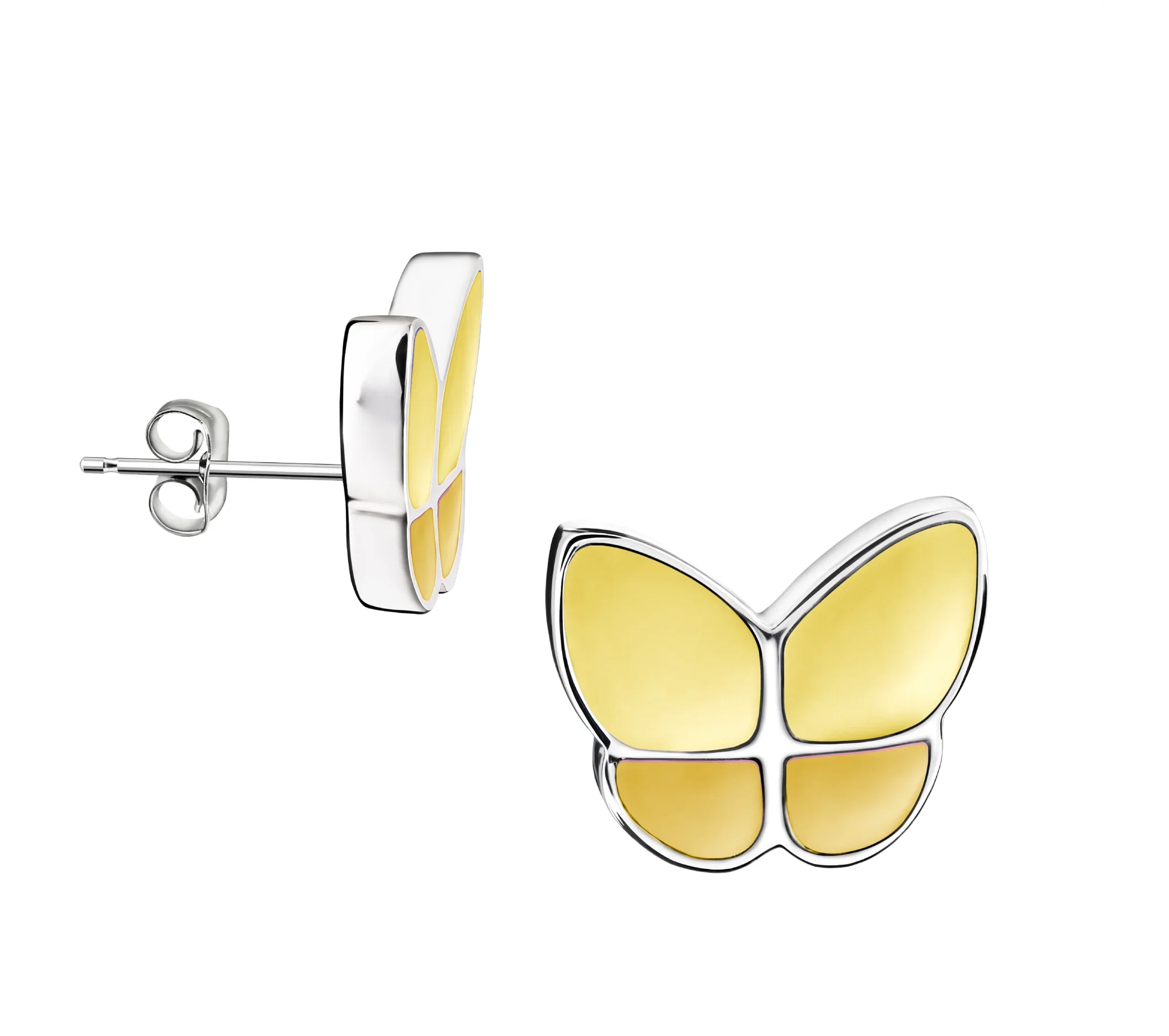 Wings of Hope™ vlinder oorbellen zilver met geel