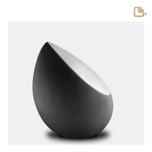 Drop™ traan/druppel medium urn zwart & geborsteld zilver - Afbeelding 6