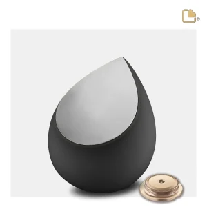 Drop™ traan/druppel medium urn zwart & geborsteld zilver - Afbeelding 7