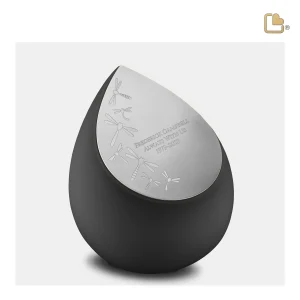 Drop™ traan/druppel medium urn zwart & geborsteld zilver - Afbeelding 9