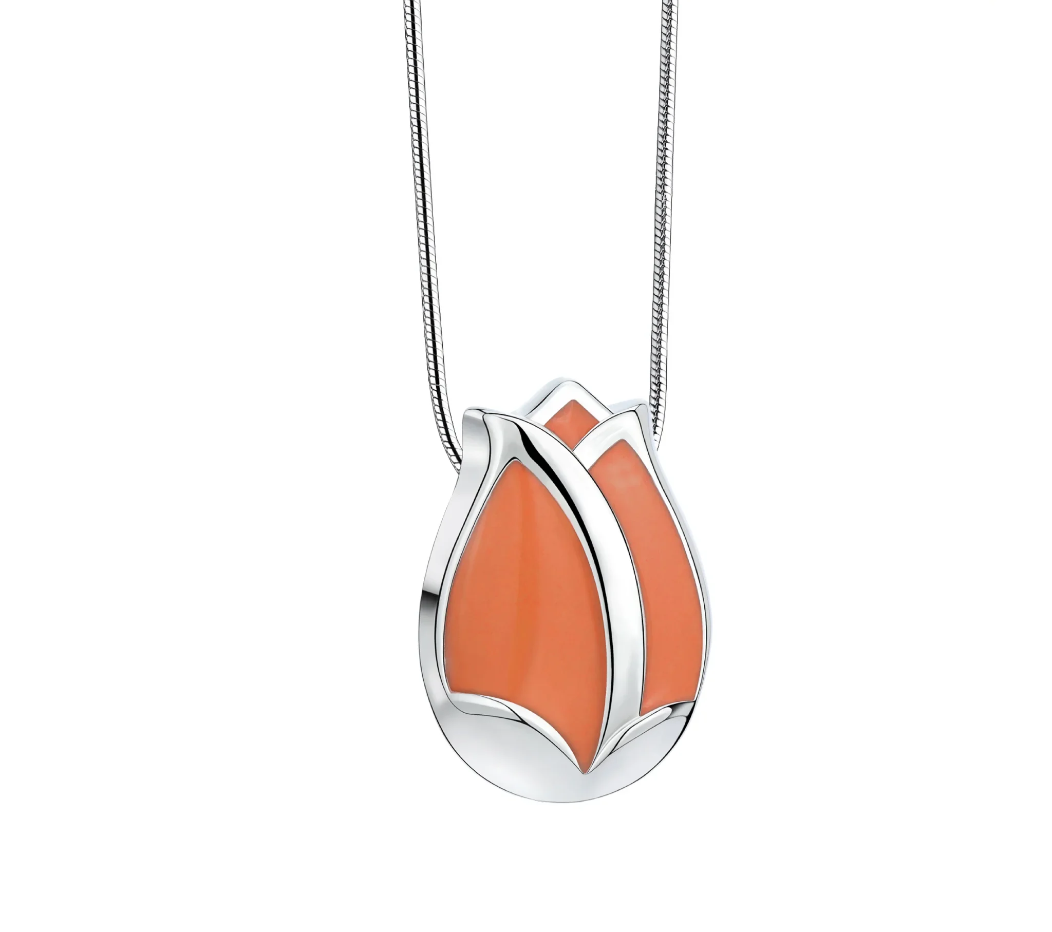 Tulip™ tulp ashanger/assieraad zilver met oranje incl. collier