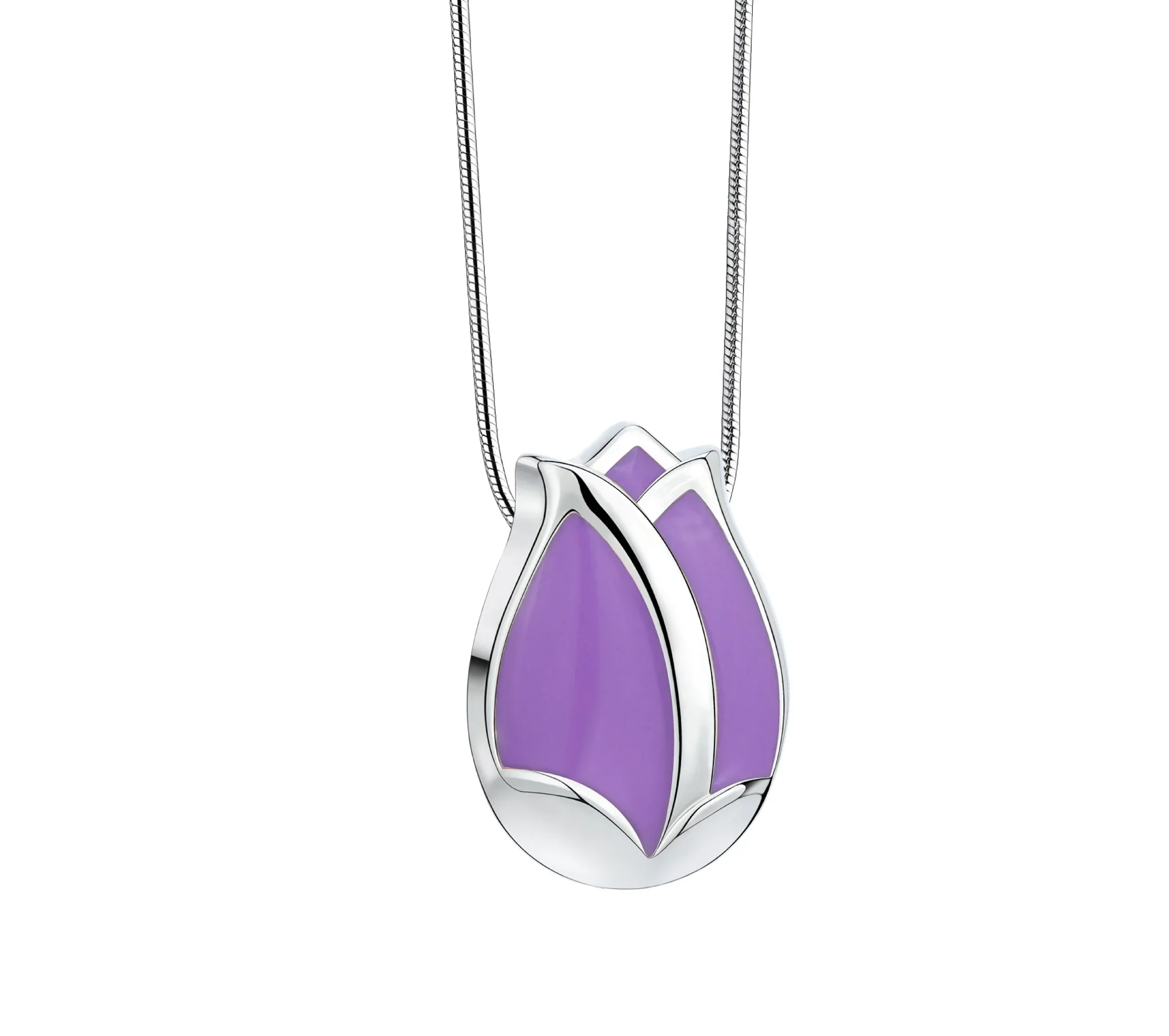 Tulip™ tulp ashanger/assieraad zilver met paars incl. collier