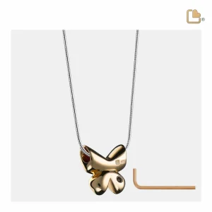 Butterfly™ vlinder ashanger/assieraad zilver-goud incl. collier - Afbeelding 3