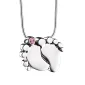 BabyFeet™ ashanger/assieraad babyvoetjes zilver met roze zirkonia incl. collier