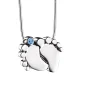 BabyFeet™ ashanger/assieraad babyvoetjes zilver met blauwe zirkonia incl. collier