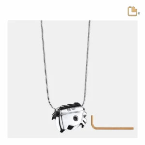 BabyFeet™ ashanger/assieraad babyvoetjes zilver met blauwe zirkonia incl. collier - Afbeelding 3