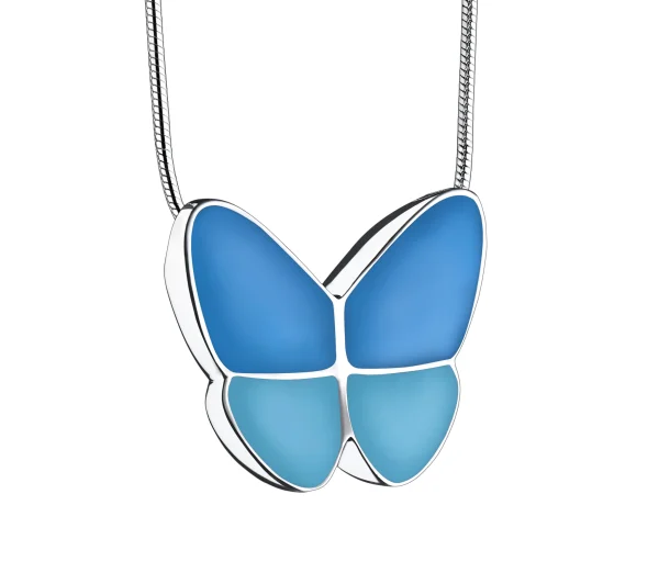 PD1201_5000x Wings of Hope™ vlinder ashanger/assieraad zilver-blauw incl. collier