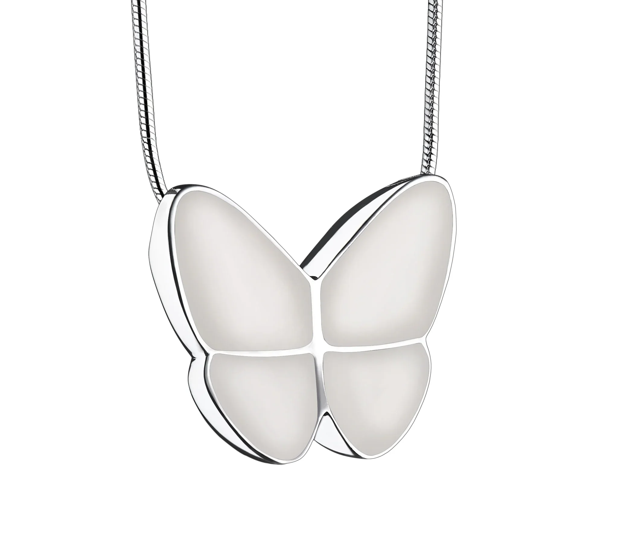 Wings of Hope™ vlinder ashanger/assieraad zilver-wit incl. collier