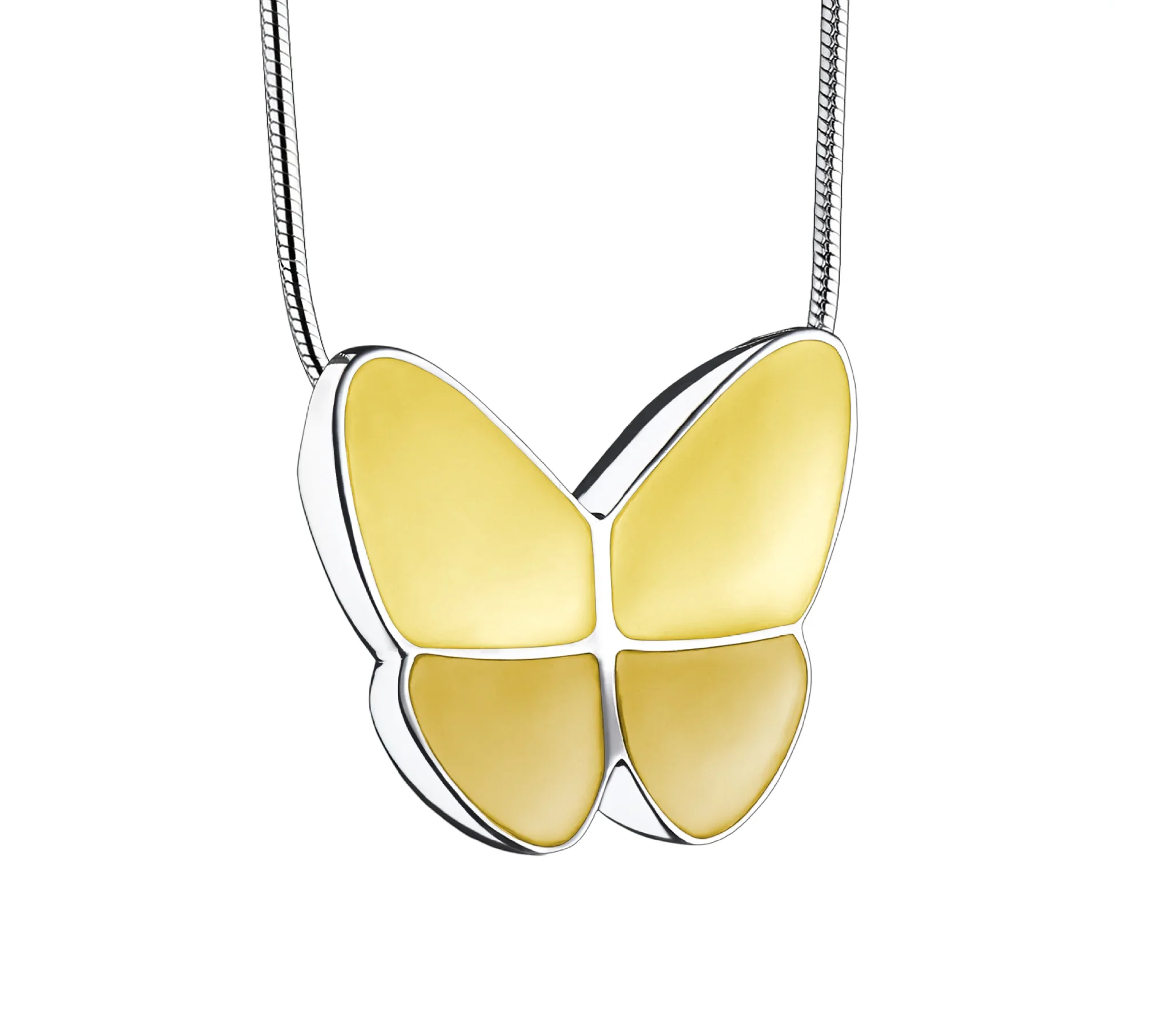 Wings of Hope™ vlinder ashanger/assieraad zilver met geel incl. collier