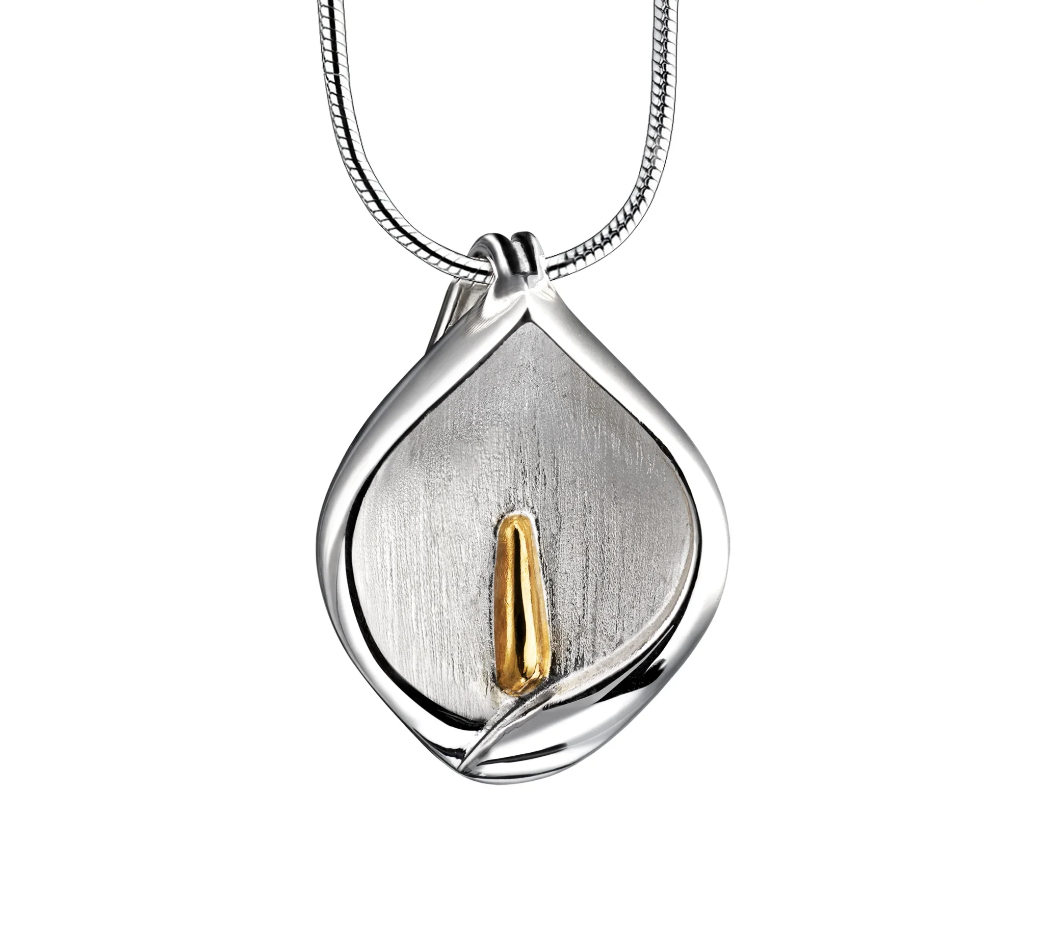 CalaLily™ zantedeschia ashanger/assieraad zilver-goud incl. collier
