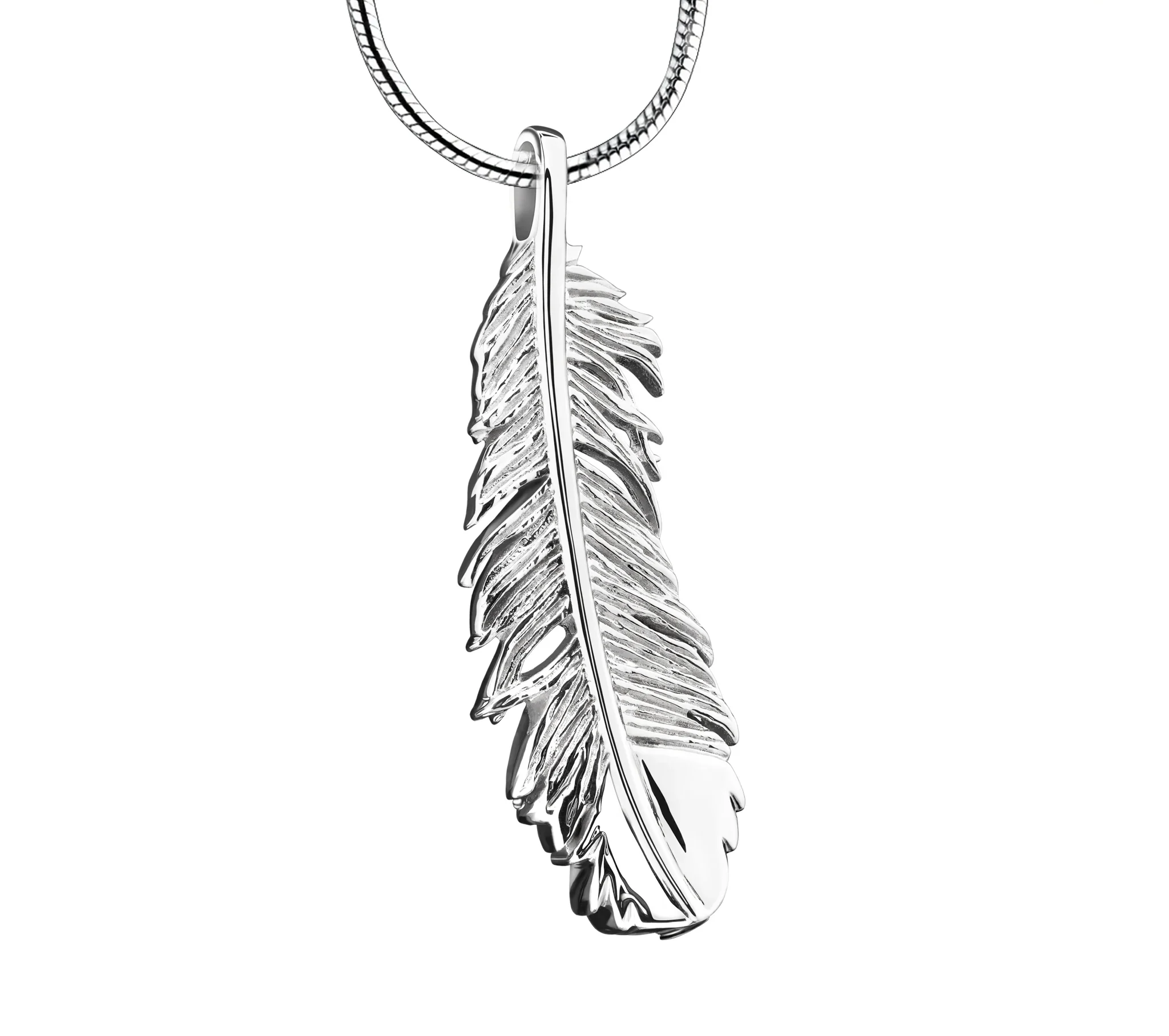 Feather™ ashanger/assieraad veer zilver incl. collier