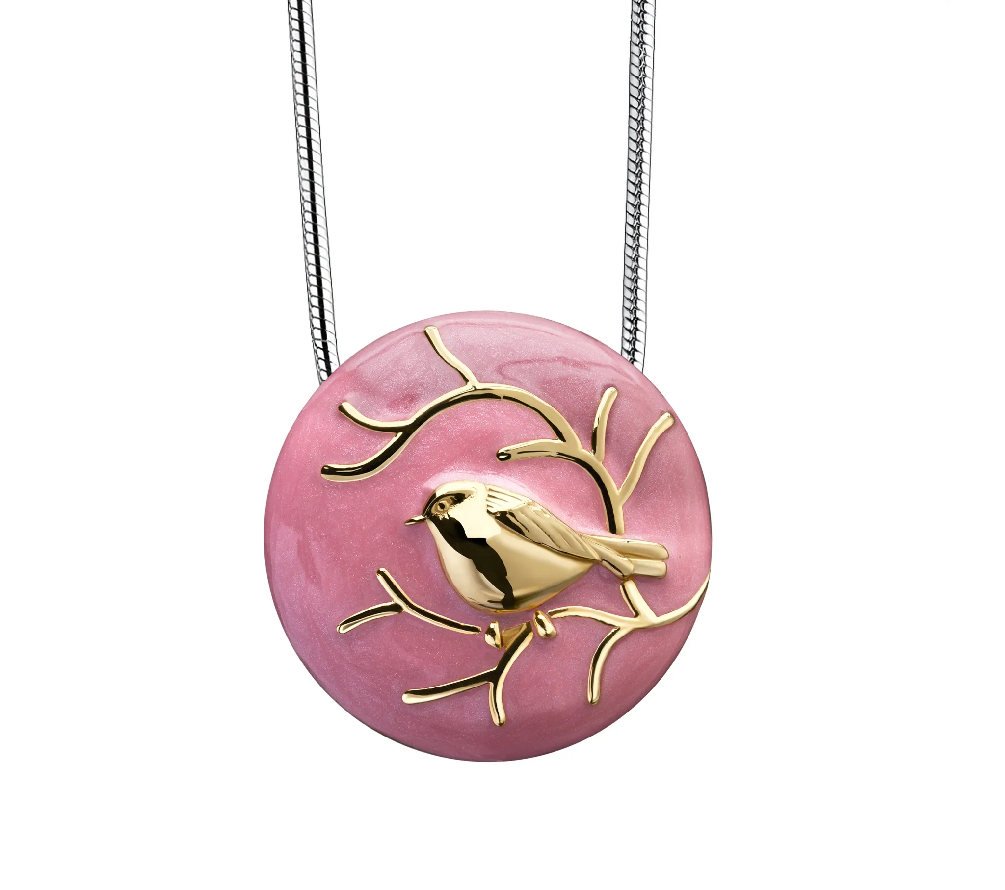 BlessingBirds™ vogel ashanger/assieraad roze goud verguld incl. collier