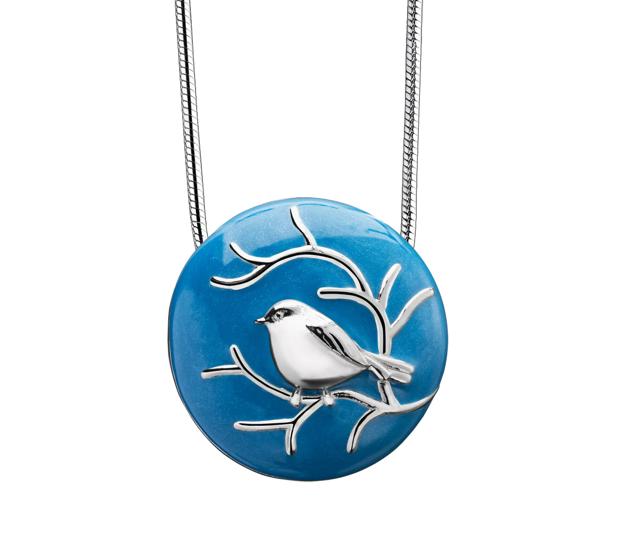 BlessingBirds™ vogel ashanger/assieraad blauw zilver incl. collier