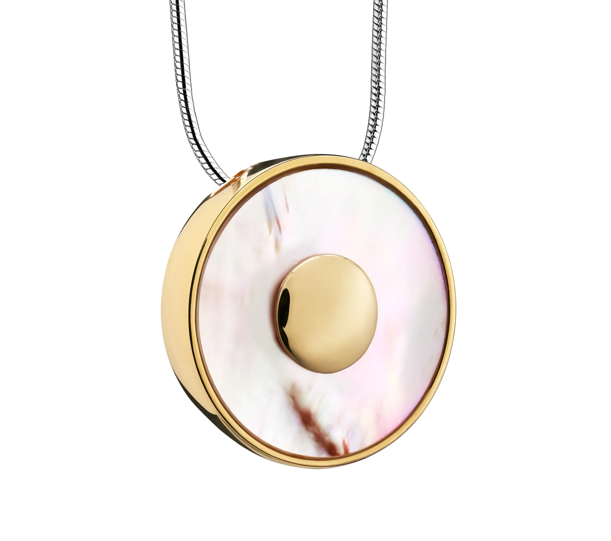 Mother of Pearl™ parelmoer ashanger/assieraad goud verguld incl. collier