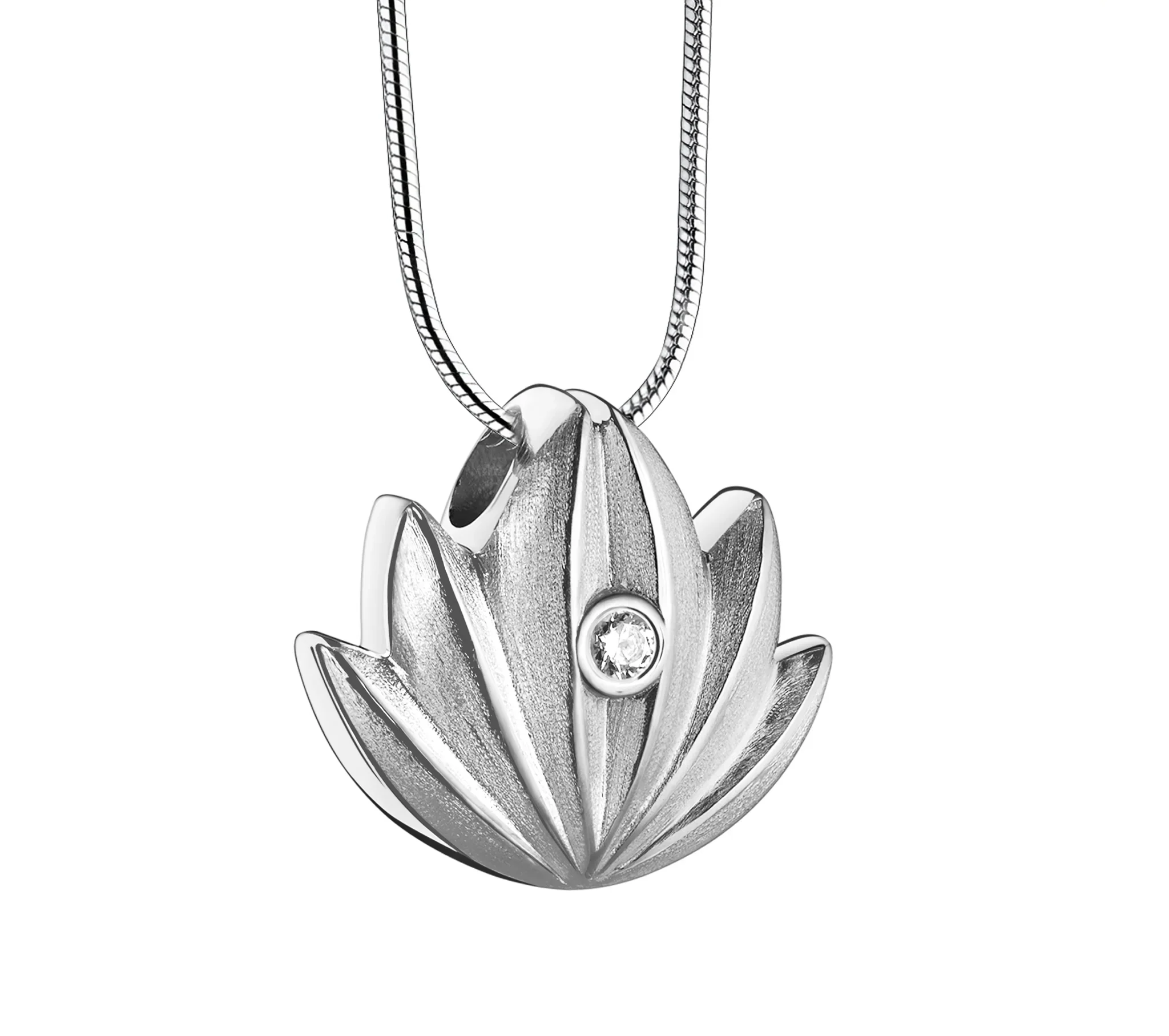 Lotus™ ashanger/assieraad zilver met zirkonia incl. collier