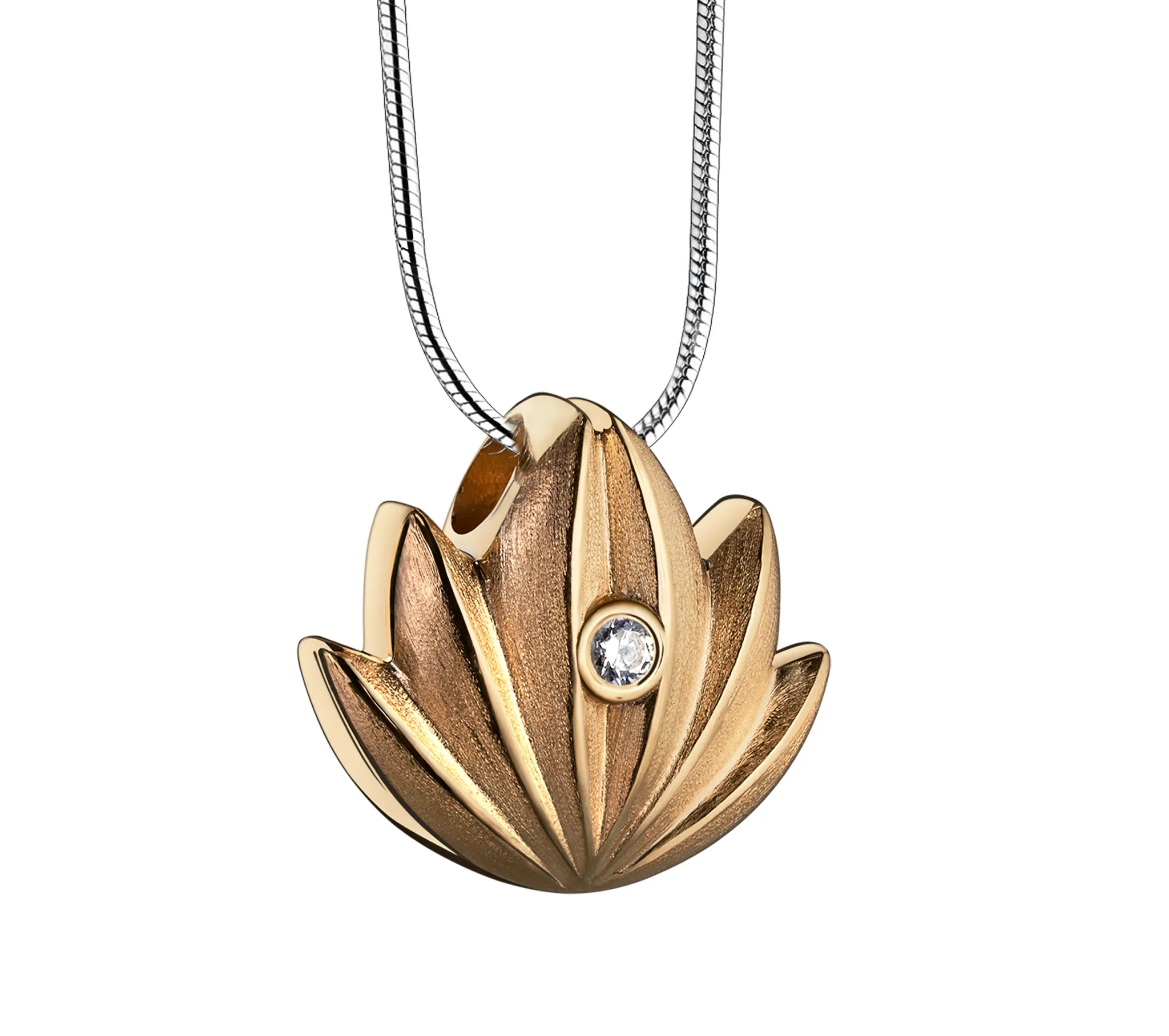 Lotus™ ashanger/assieraad goud verguld met zirkonia incl. collier
