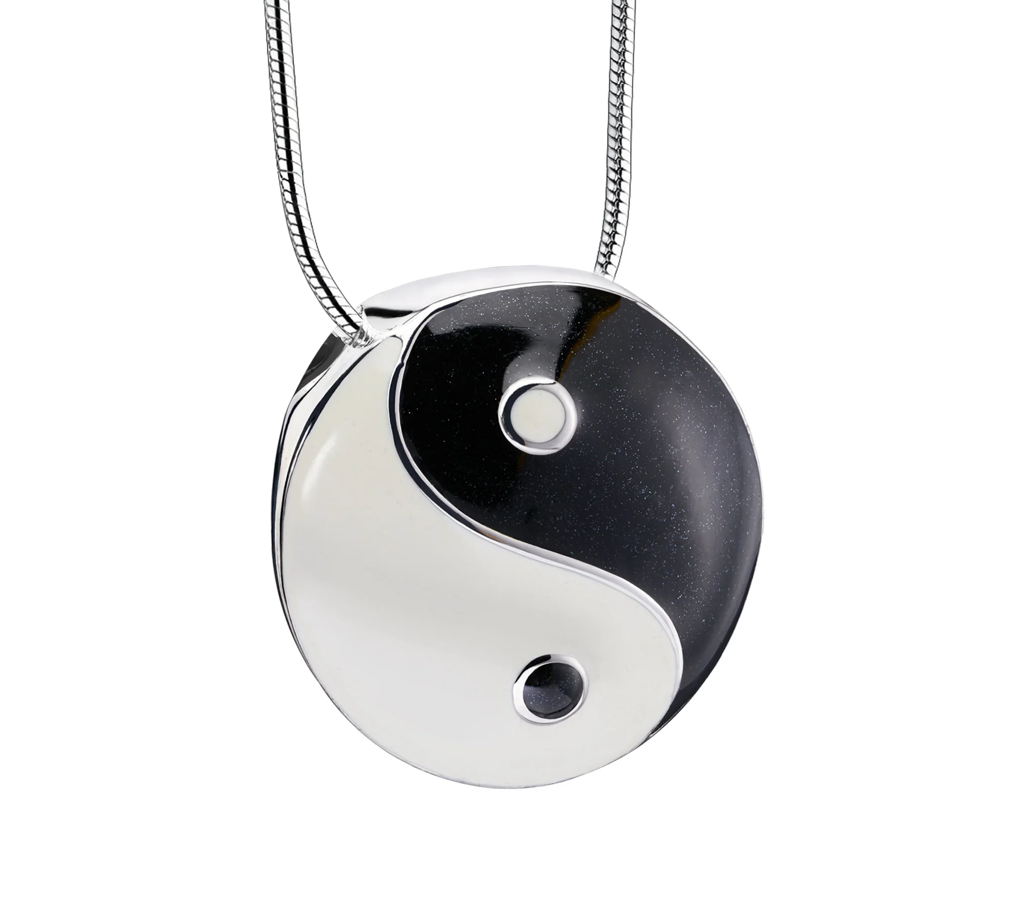 YinYang™ ashanger/assieraad wit & midnight zilver incl. collier