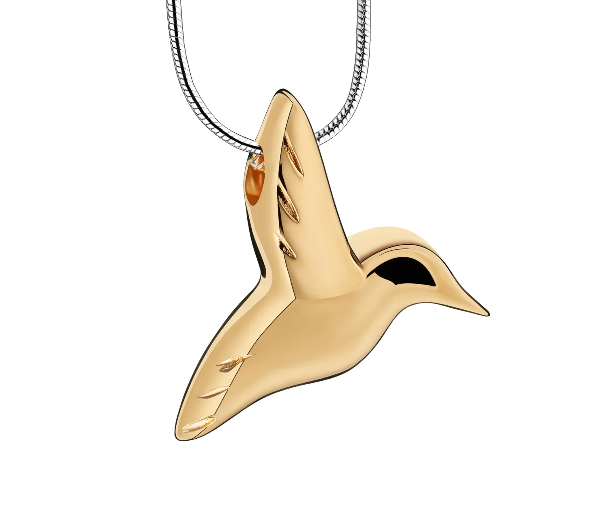 HummingBird™ kolibrie ashanger/assieraad goud verguld incl. collier