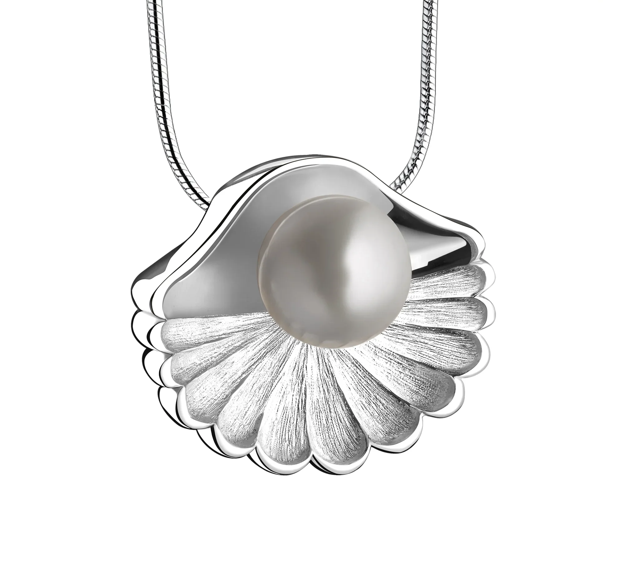 SeaShell™ Pearl ashanger/assieraad parelschelp zilver incl. collier