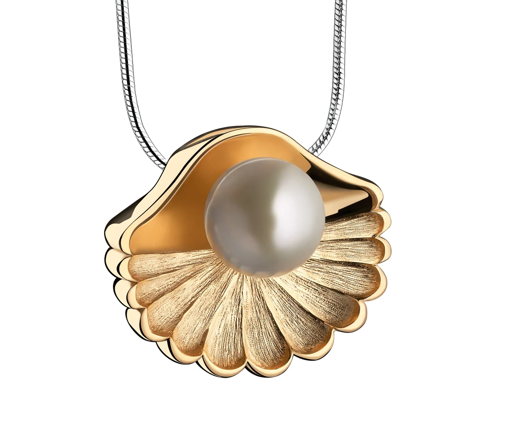 SeaShell™ Pearl ashanger/assieraad parelschelp goud verguld incl. collier