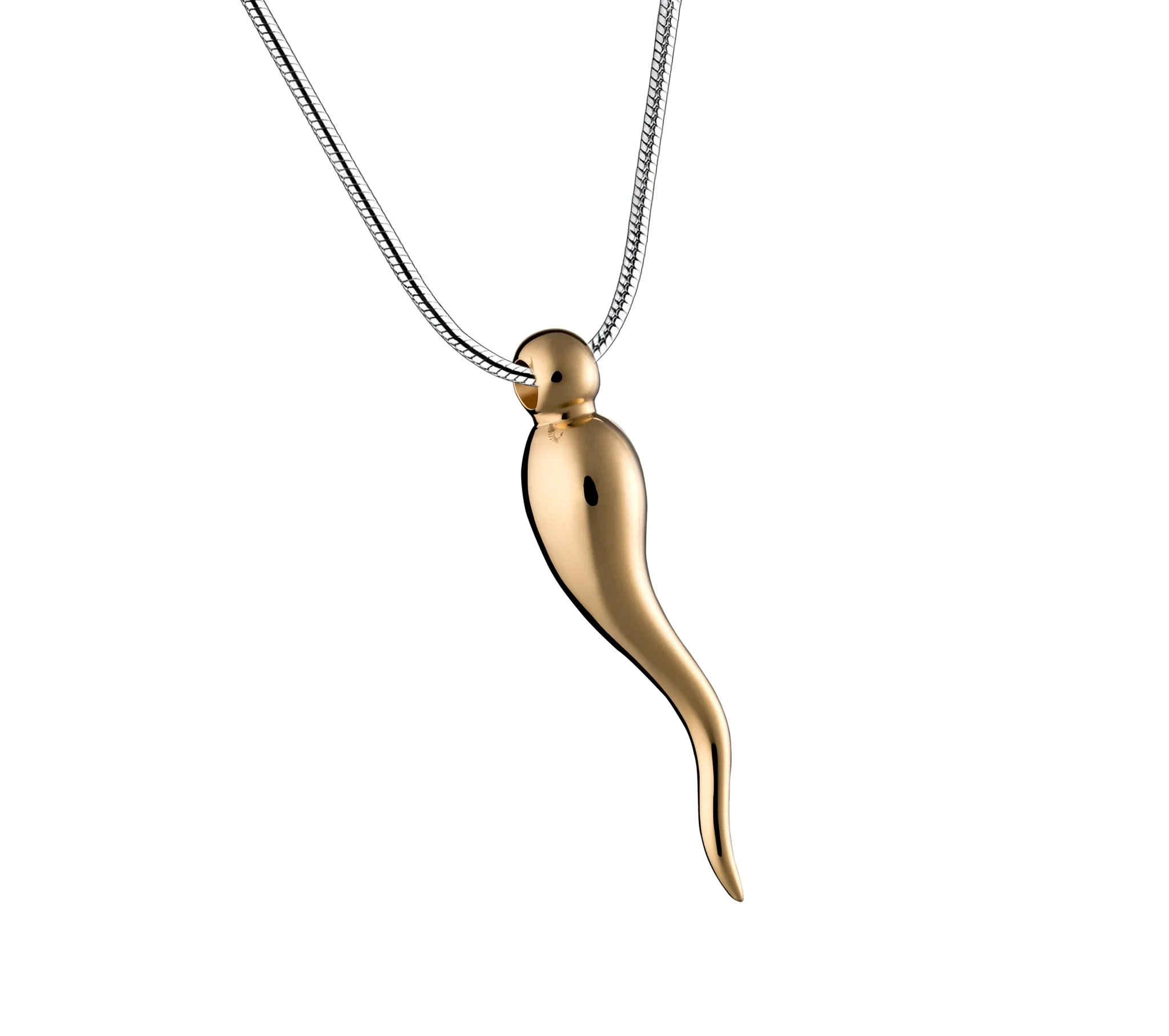 ItalianHorn™ ashanger/assieraad goud verguld incl. collier
