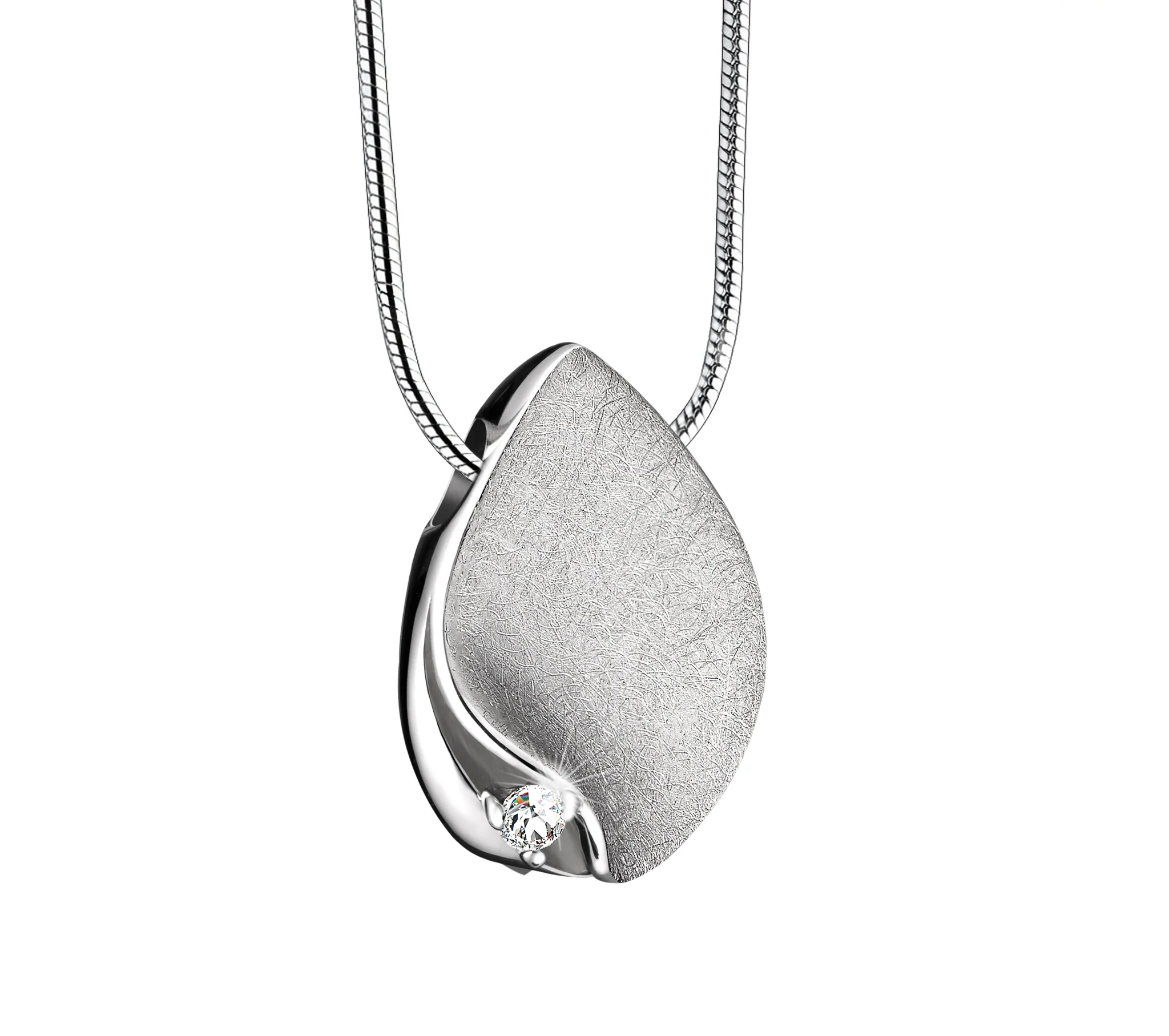 TearDrop™ druppel ashanger/assieraad zilver - zirkonia incl. collier