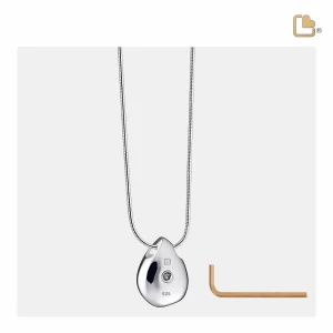 TearDrop™ druppel ashanger/assieraad zilver - zirkonia incl. collier - Afbeelding 3