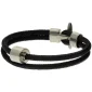 Heren as armband/assieraad koord zwart & RVS ashouder
