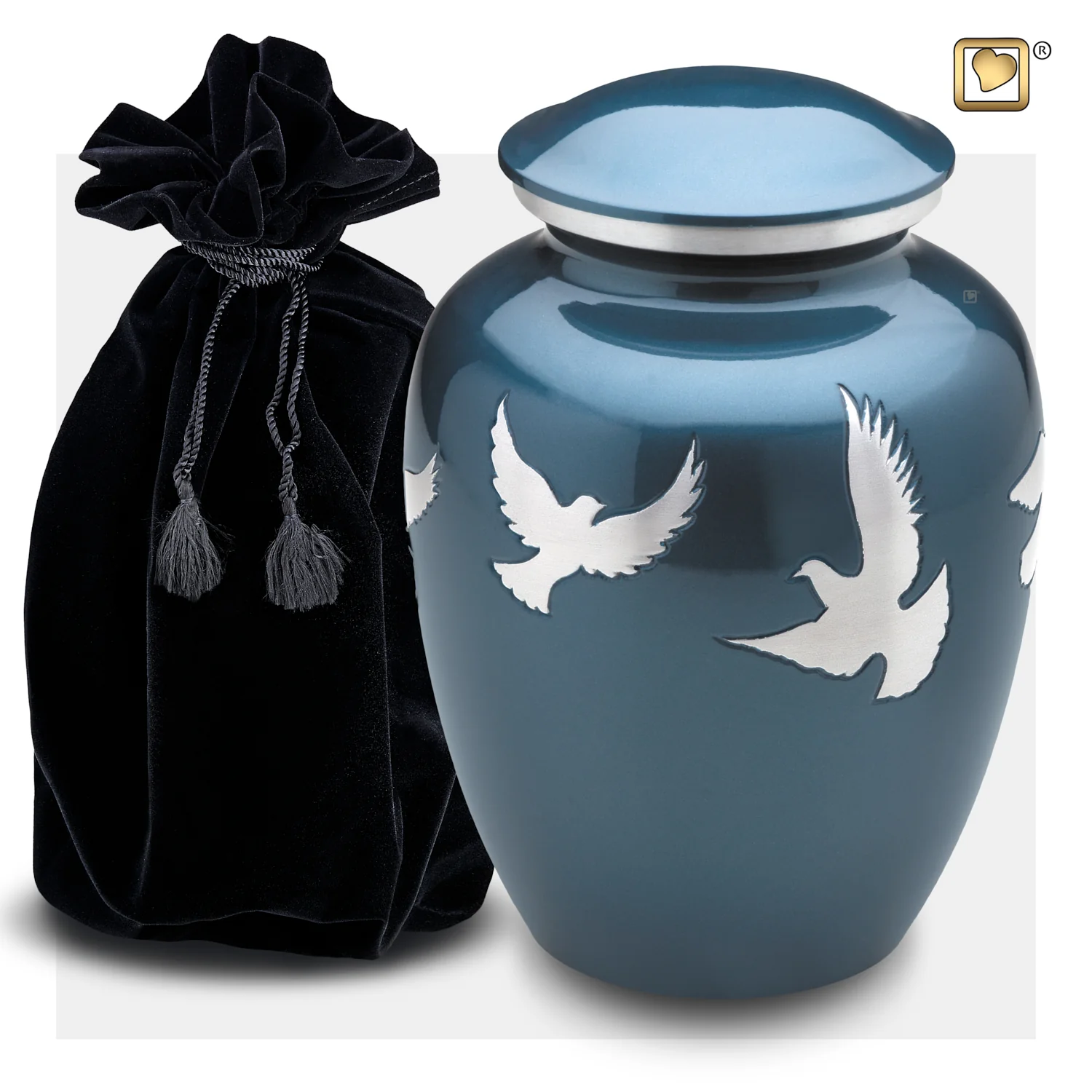 Divine™ vliegende duiven urn blauw 4