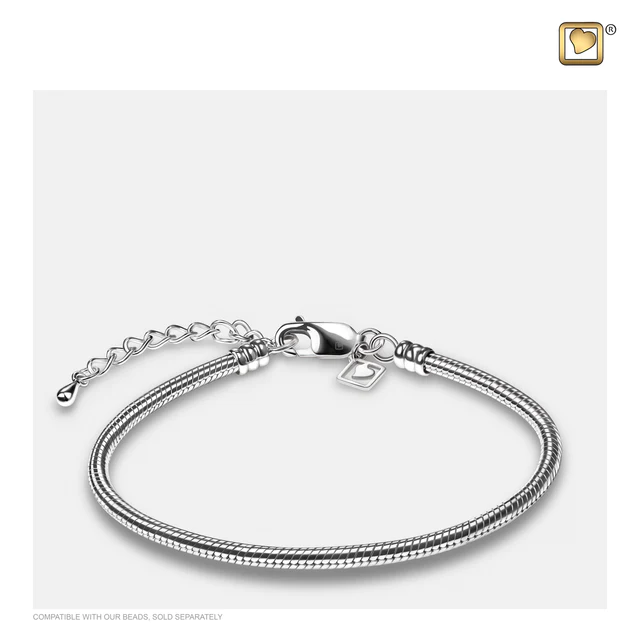 Zilveren asbedel/assieraad armband met versterkt slot 2