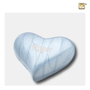 Hart kinder mini-urn parelmoer blauw - Afbeelding 3