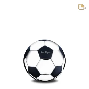 Football™ voetbal mini-urn mat zwart & zilver - Afbeelding 3