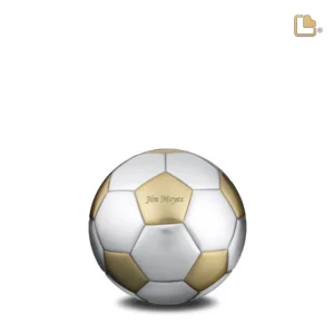 Football™ voetbal mini-urn geborsteld goud & geborsteld zilver - Afbeelding 3