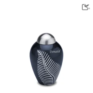 Elegant Leaf™ bladnerf mini-urn midnight & geborsteld zilver - Afbeelding 4
