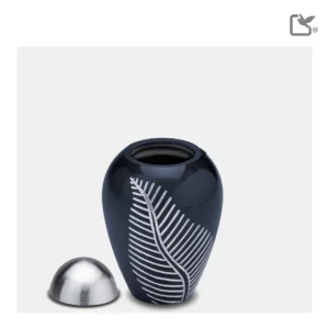 Elegant Leaf™ bladnerf mini-urn midnight & geborsteld zilver - Afbeelding 3