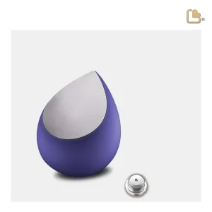 Drop™ traan/druppel mini-urn marineblauw & geborsteld zilver - Afbeelding 3