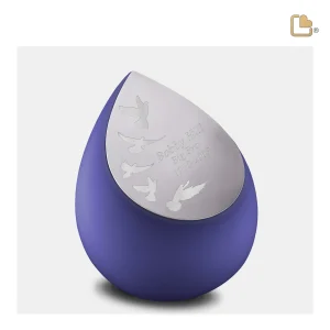 Drop™ traan/druppel medium urn marineblauw & geborsteld zilver - Afbeelding 3