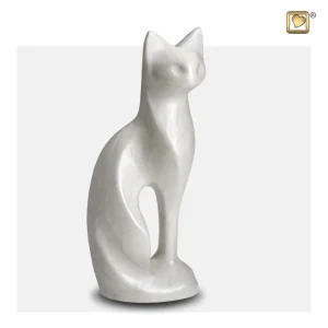 Kat dierenurn parelmoer wit - Afbeelding 4