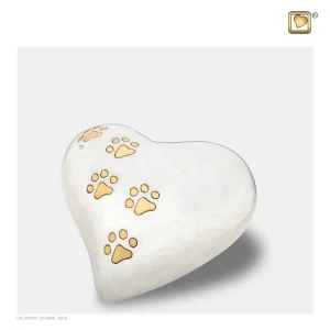 LovePaws™ mini-urn hart dierenurn parelmoer wit - Afbeelding 4