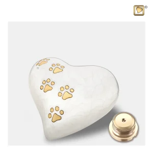 LovePaws™ mini-urn hart dierenurn parelmoer wit - Afbeelding 3