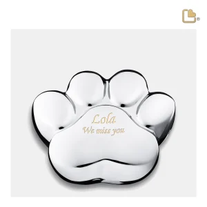 LovePaw™ pootafdruk medium dierenurn gepolijst zilver - Afbeelding 3