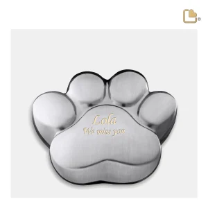LovePaw™ pootafdruk medium dierenurn geborsteld zilver - Afbeelding 3