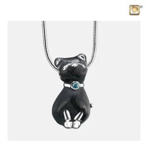 PrincessCat™ zilver dieren ashanger/assieraad kat midnight met Swarovski incl. collier - Afbeelding 3